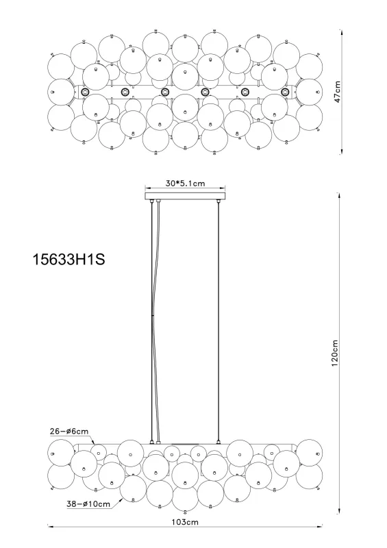 Udo 120cm Røykfarget Taklampe Fra Globo Lighting - Den mattsvarta metallen ger lampan en sofistikerad och modern k&auml;nsla.