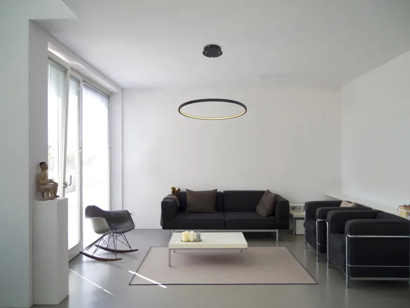 Ralph Ø60 Svart Taklampe Fra Globo Lighting - Den moderna, runda takpendeln Ralph i mattsvart &auml;r en stilren blickf&aring;ngare i ditt hem.