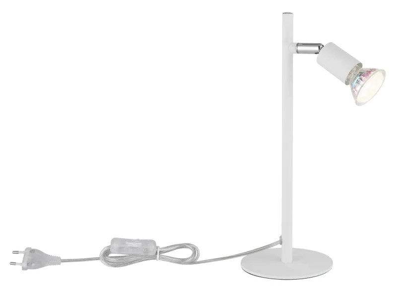 Matrix 30cm Hvit skrivebordslampe Fra Globo Lighting - Den runda basen och det raka metallr&ouml;ret i mattvitt ger ett modernt och elegant uttryck.