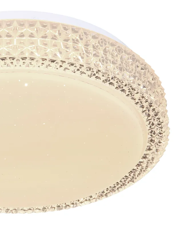 Ovi Ø30 Hvit plafond Fra Globo Lighting - Kombinationen av vit metall, glittrande dekordetaljer och klara plastkristaller g&ouml;r den till en riktig blickf&aring;ngare.