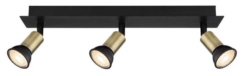 Drew 3 Gull spotlight Fra Globo Lighting - Drew &auml;r en stilren takspotlight som imponerar med sin design i mattsvart och guld.