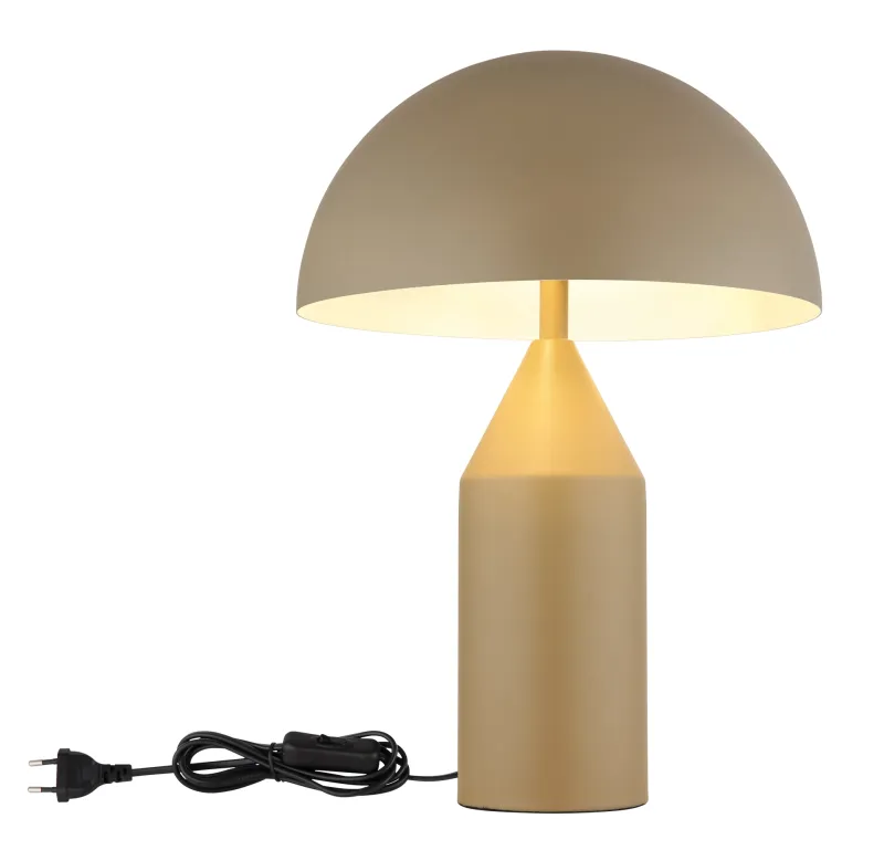 Atoma 40cm Sand bordlampe Fra Globo Lighting - Sk&auml;rmen i matt, sandf&auml;rg och vitt skapar en harmonisk kontrast och ger en behaglig ljusspridning.
