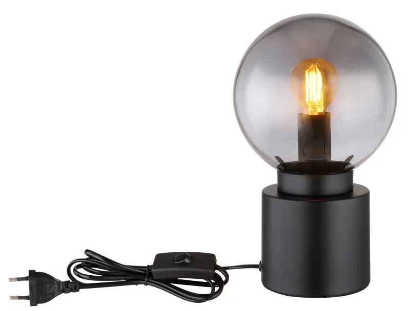 Marka 25cm Svart bordlampe Fra Globo Lighting - Den praktiska str&ouml;mbrytaren p&aring; sladden g&ouml;r den enkel att anv&auml;nda, och med sin kompakta storlek passar den perfekt p&aring; alla ytor.
