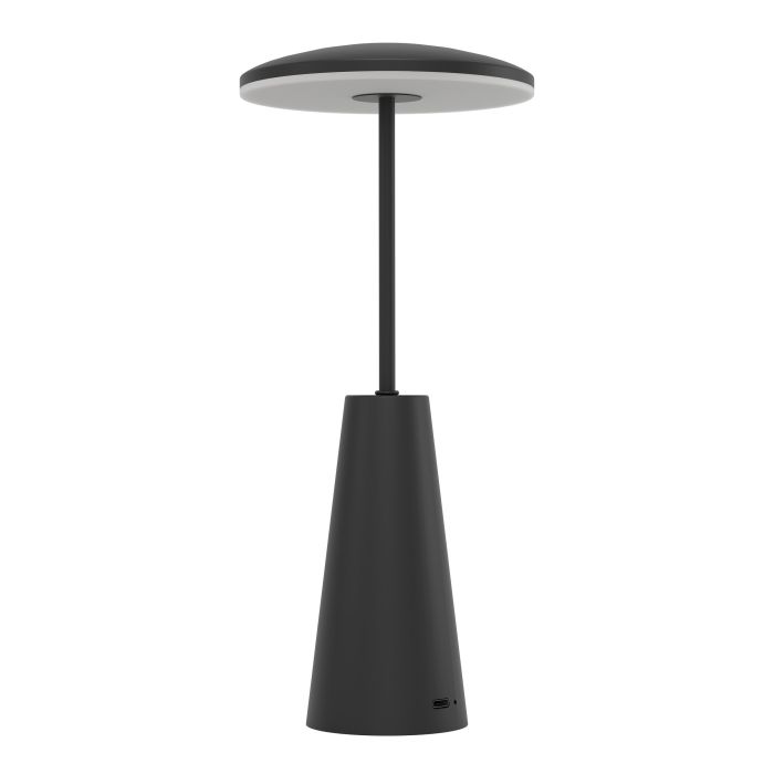Piccola 28cm Svart bærbar Fra Eglo - Lampen styres enkelt med en berøringsdimmer og lades via USB, noe som gjør den trådløs og enkel å ta med seg.