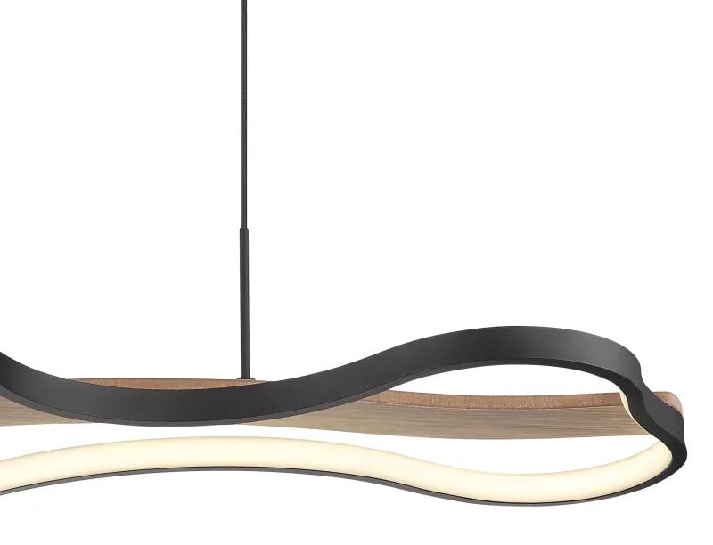 Bezzy 80cm Natur Taklampe Fra Globo Lighting - Bezzy takpendel har en unik molnformad design som kombinerar mattsvart metall, m&ouml;rkbrunt tr&auml; och opalsilikon f&ouml;r en stilfull och behaglig belysning.