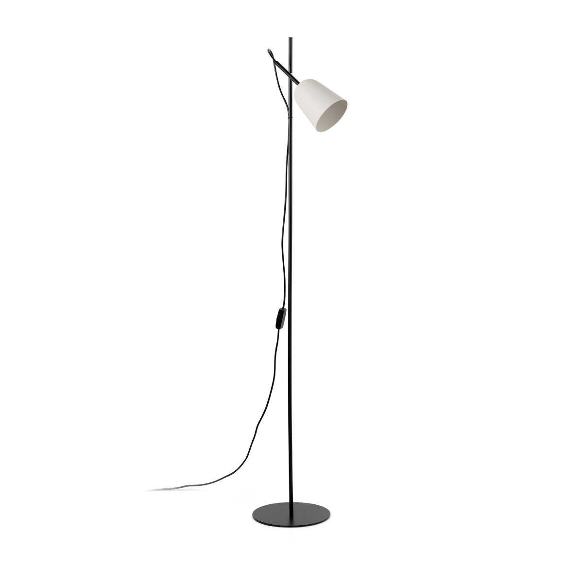Studio Hvit gulvlampe Fra Faro Barcelona - Den unike funksjonen er kabelklemmen formet som en tregren, som gir lampen en s&aelig;regen og kreativ karakter.