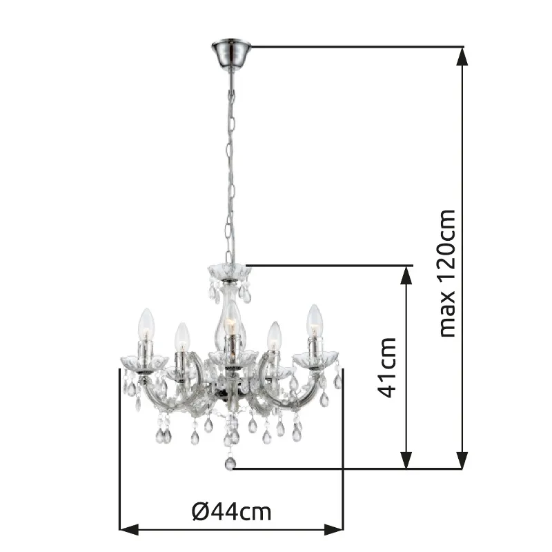 Cuimbra Ø45 Krom krystall Fra Globo Lighting - Med sina krompl&auml;terade detaljer och klarglas skapar den en lyxig glans och en stilfull atmosf&auml;r.