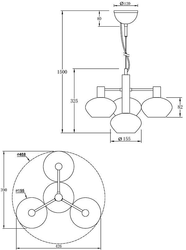 Bell Ø47 Røykfarget Taklampe Fra Aneta Lighting - Med sine tre skjermer i røkt glass og oppheng i sort skapes en luksuriøs og sofistikert atmosfære.