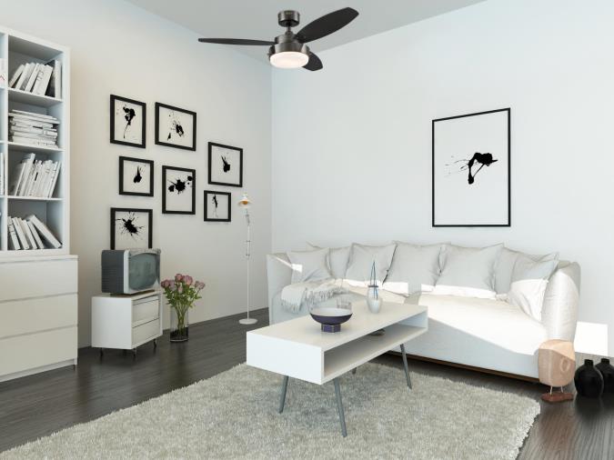 Alloy Ø105 Mørk grå Fra Westinghouse - Med tre vendbare blader i sort og grafitt og en kuppel av opal frostet glass passer den perfekt i moderne interiør.