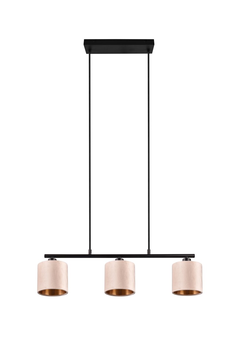 Julieta 66cm Beige Taklampe Fra Trio Lighting - Den smakfulle materialblandingen av matt sort metall og beige fløyel passer lett inn i forskjellige interiørstiler og løfter spisestuen din med et harmonisk preg.