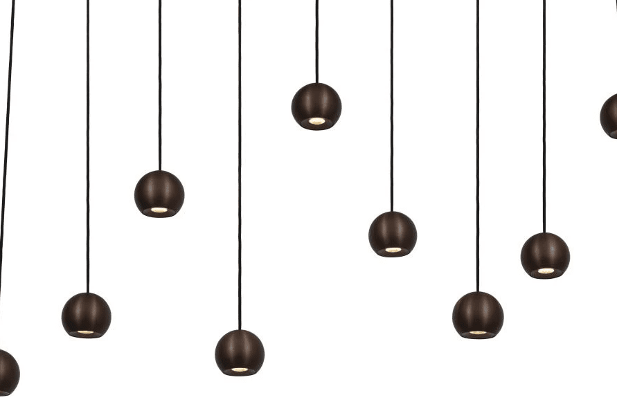 Montana 130cm Brun Taklampe Fra Lucide - Høyden er justerbar med sin 250 cm lange ledningslengde, og de runde spotlightene med en diameter på 7 cm gir et godt og sterkt lys rettet nedover.