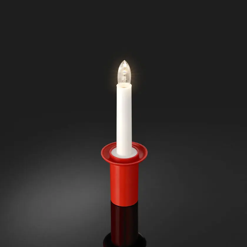 Tærnelys RØD Fra Konstsmide - Elegant t&aring;rnlys med r&oslash;d holder og LED-lys som sprer en myk, varmhvit gl&oslash;d.