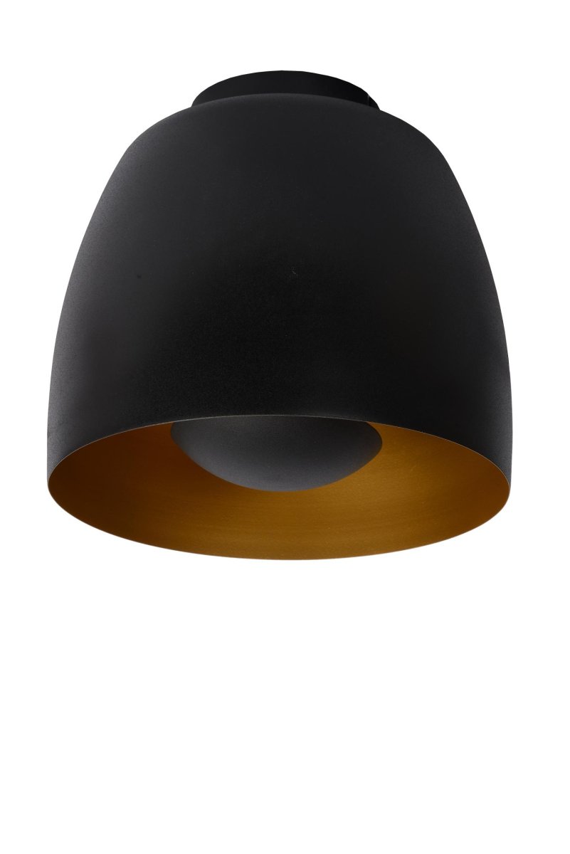 Nolan Ø24 Svart plafond Fra Lucide - Med en diameter på 24 centimeter og en høyde på I underkant av 22 centimeter er denne taklampen til stede uten å være overveldende.