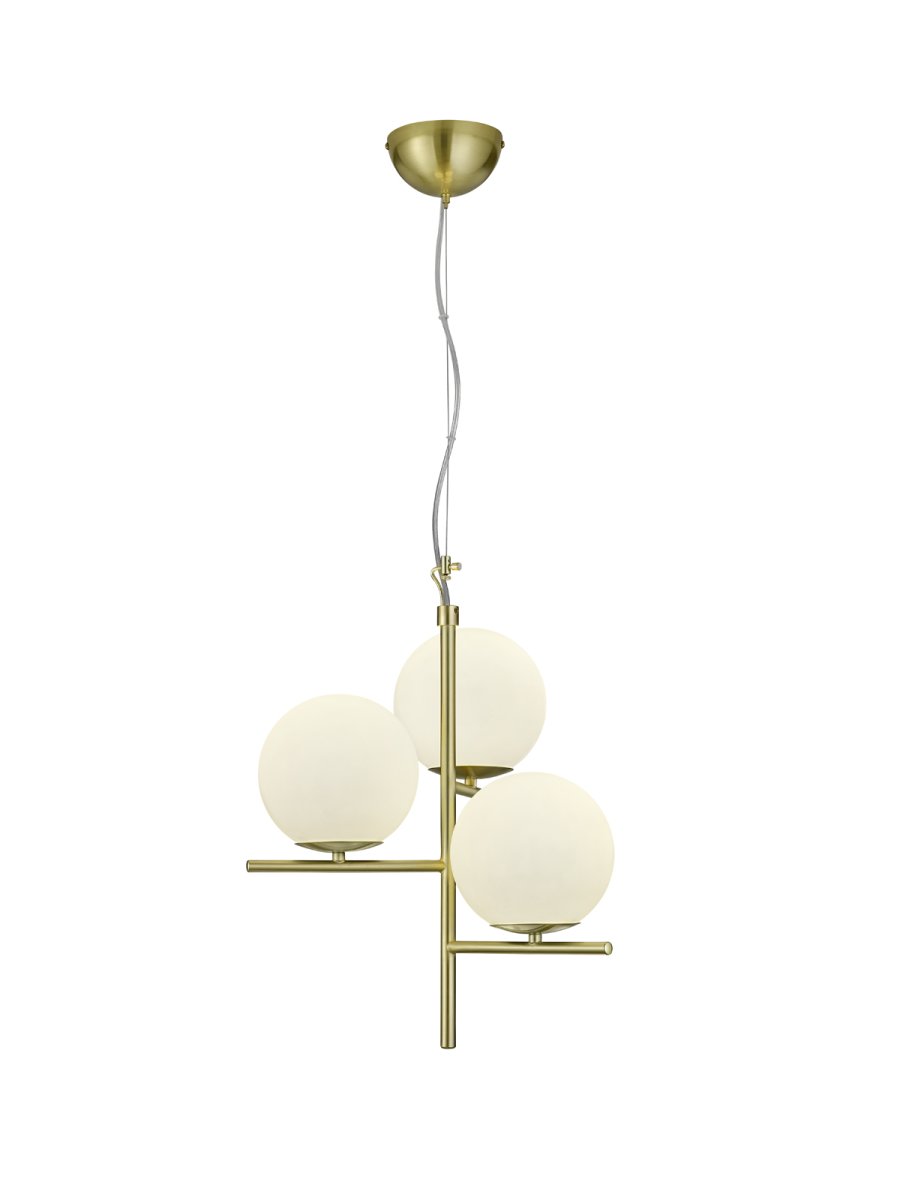 Pure Ø40 Matt messing Taklampe Fra Trio Lighting - Fargekombinasjonen av matt messing med hvitt glass er tidløs og passer perfekt inn i alle boligstiler.