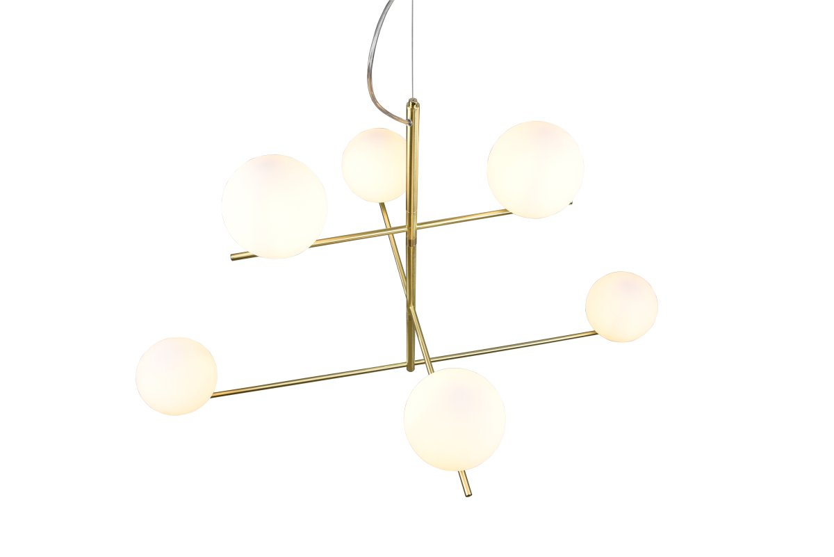 Pure 115cm Matt messing Taklampe Fra Trio Lighting - Det moderne, minimalistiske designet med matt messing og hvitt glass kan kombineres med b&aring;de effektive og diskrete elementer.