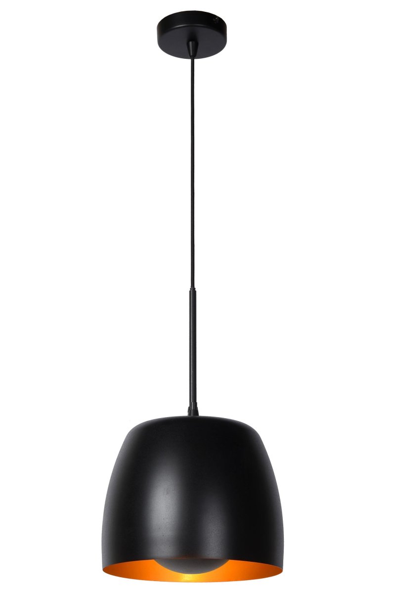 Nolan Ø24 Svart Taklampe Fra Lucide - Nolan er justerbar i høyden opp til 166,2 centimeter, noe som gjør den til den perfekte pendellampen over salongbordet, et mindre spisebord eller kjøkkenbordet.
