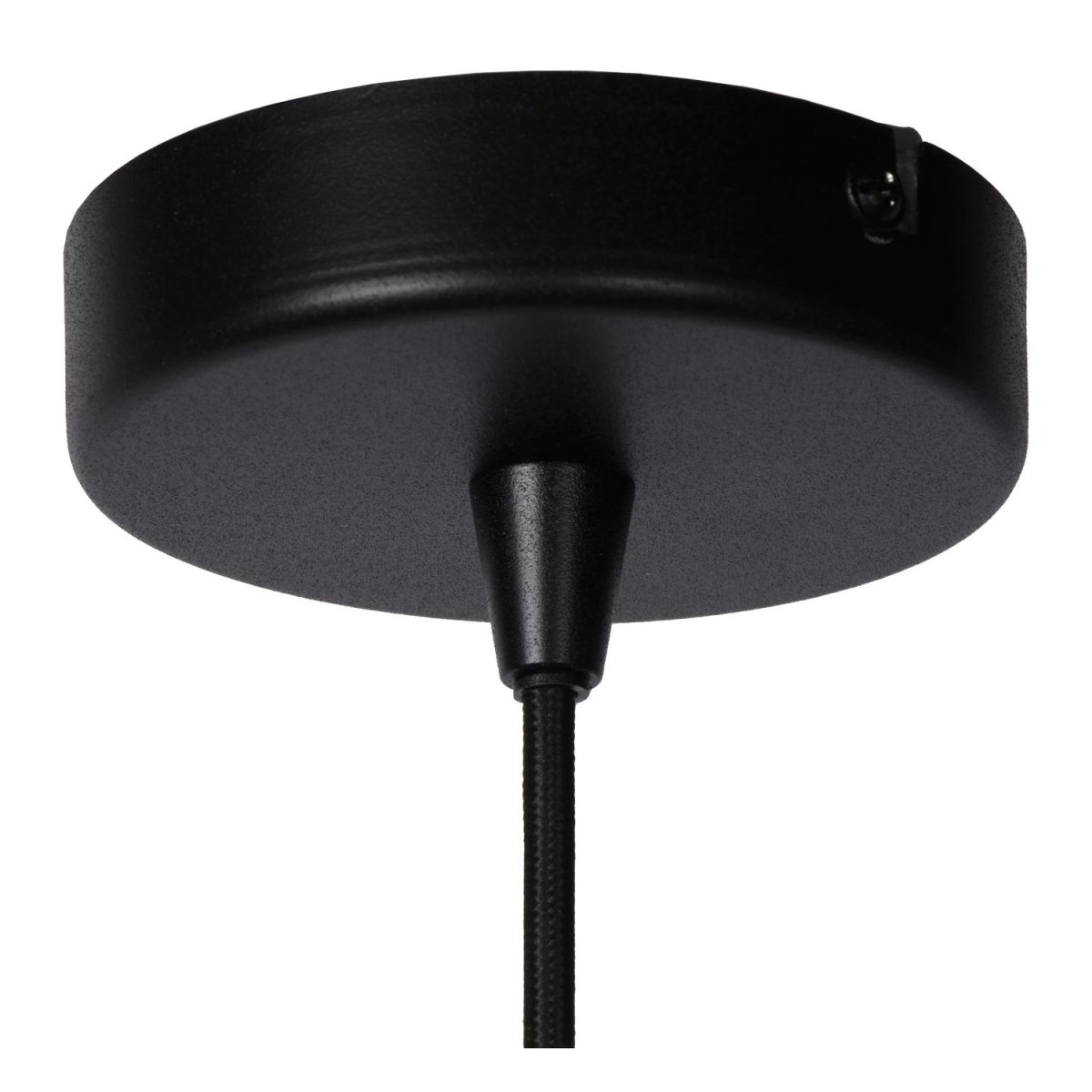 Nolan Ø24 Svart Taklampe Fra Lucide - Nolan er justerbar i høyden opp til 166,2 centimeter, noe som gjør den til den perfekte pendellampen over salongbordet, et mindre spisebord eller kjøkkenbordet.