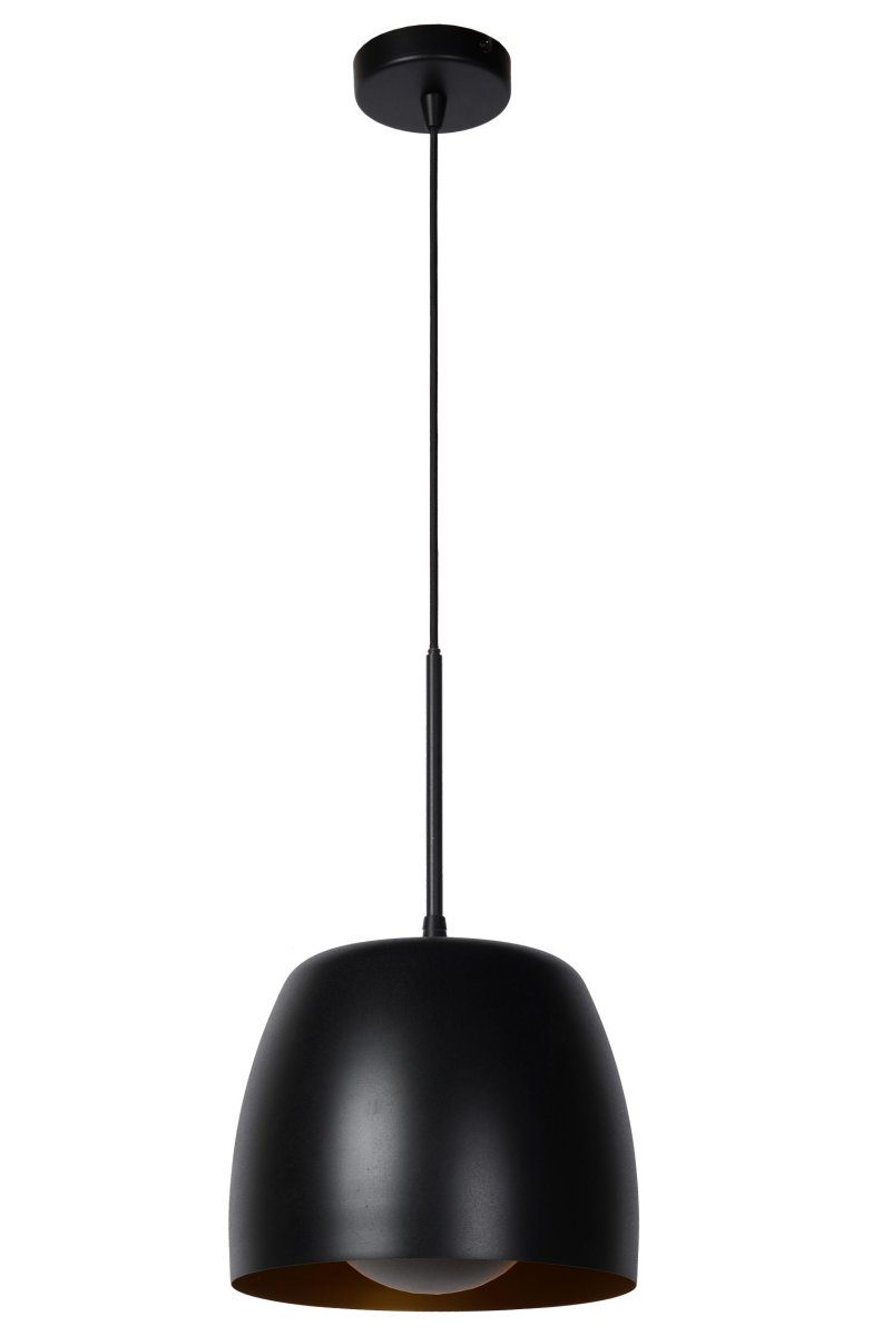Nolan Ø24 Svart Taklampe Fra Lucide - Nolan er justerbar i høyden opp til 166,2 centimeter, noe som gjør den til den perfekte pendellampen over salongbordet, et mindre spisebord eller kjøkkenbordet.