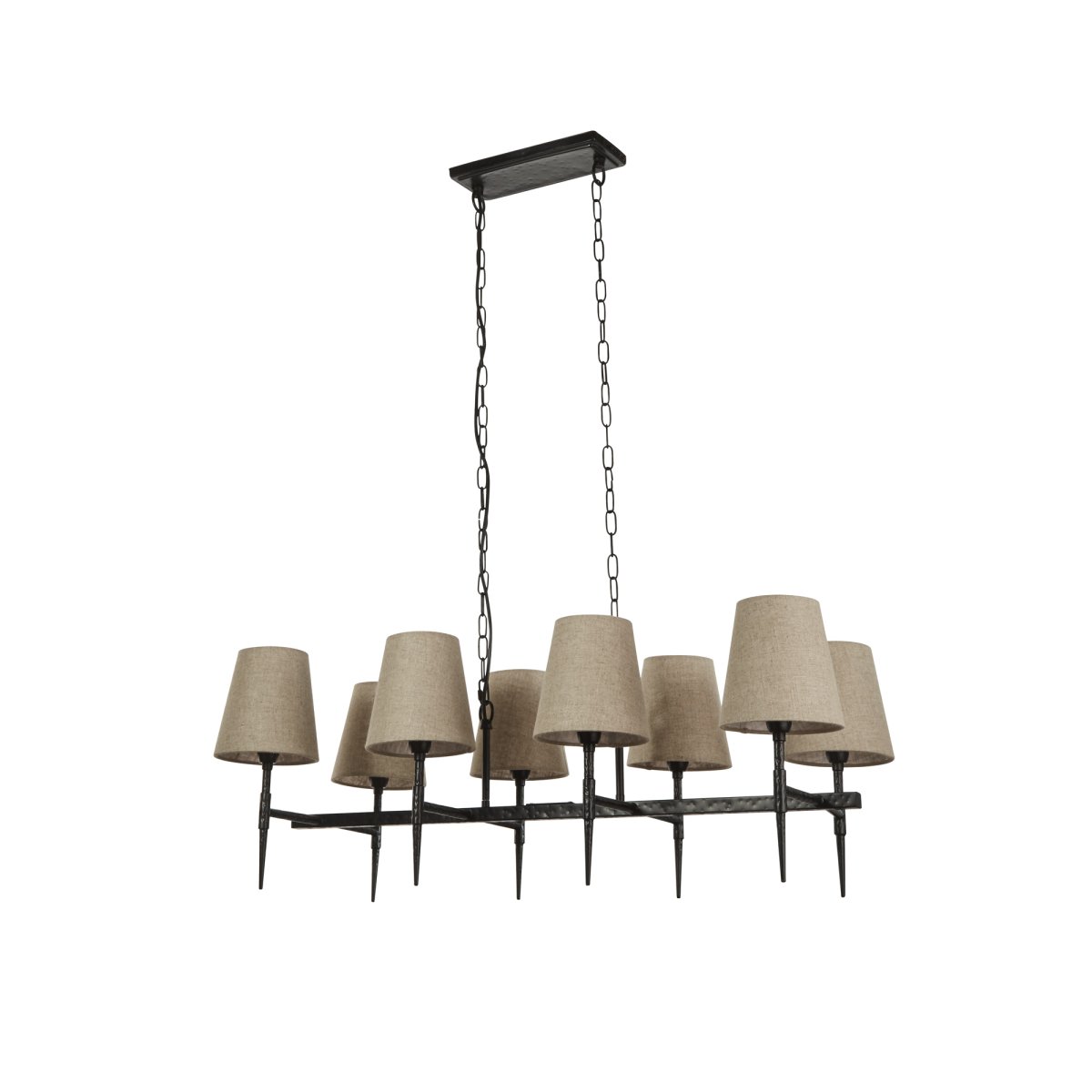 Gothic 90cm Svart Taklampe Fra Searchlight - De naturlige linfargene myker opp designet og tilfører en rustikk eleganse som skaper en balanse mellom det dramatiske og det hjemmekoselige.
