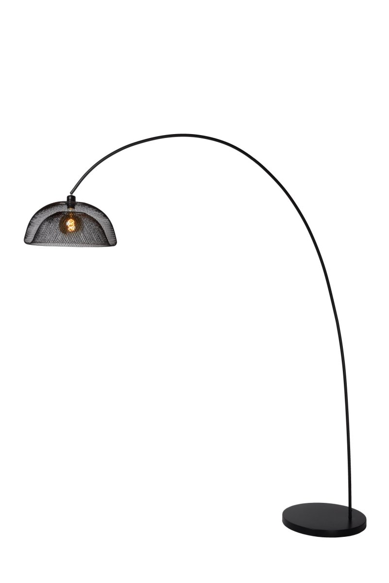 Mesh Svart gulvlampe Fra Lucide - Med en h&oslash;yde p&aring; 200 centimeter og en bredde p&aring; 167 centimeter tar denne gulvlampen akkurat nok plass til &aring; gj&oslash;re et moderne hjem enda koseligere.