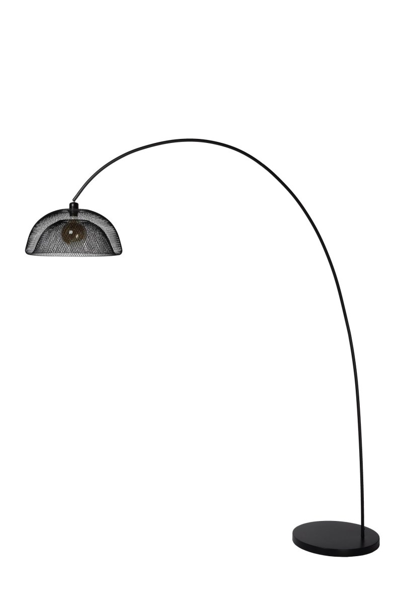 Mesh Svart gulvlampe Fra Lucide - Med en h&oslash;yde p&aring; 200 centimeter og en bredde p&aring; 167 centimeter tar denne gulvlampen akkurat nok plass til &aring; gj&oslash;re et moderne hjem enda koseligere.