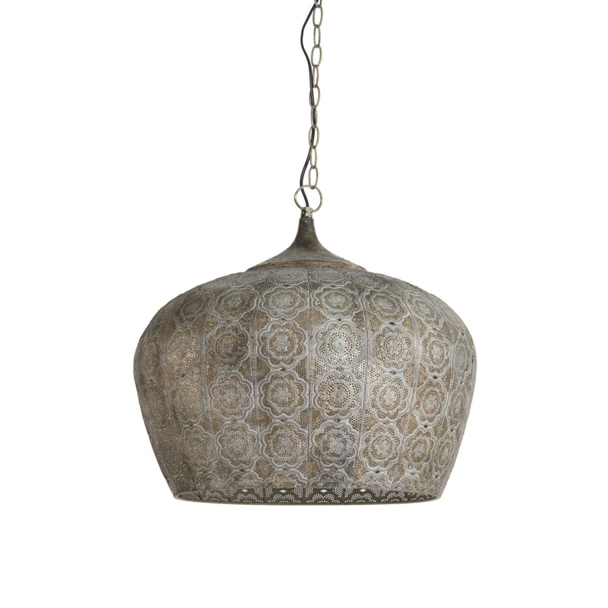 Emine Ø52 Bronse Taklampe Fra Light & Living - Emine er en elegant taklampe i metall med en brunlig gullfinish og et detaljert stanset mønster.