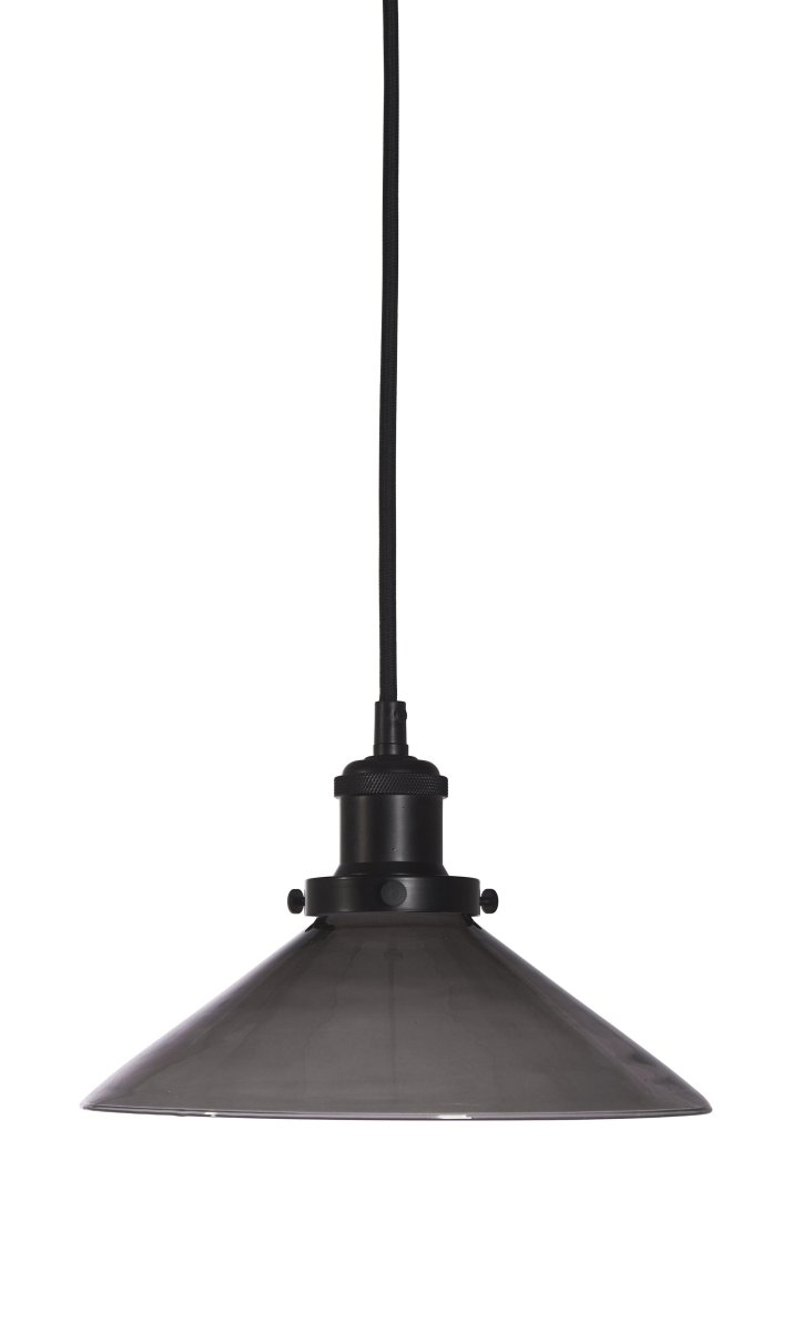 August Ø25 Svart vinduslampe Fra PR Home - Lampeskjerm i sort glass og lampeskjerm i sort metall med matt overflate.