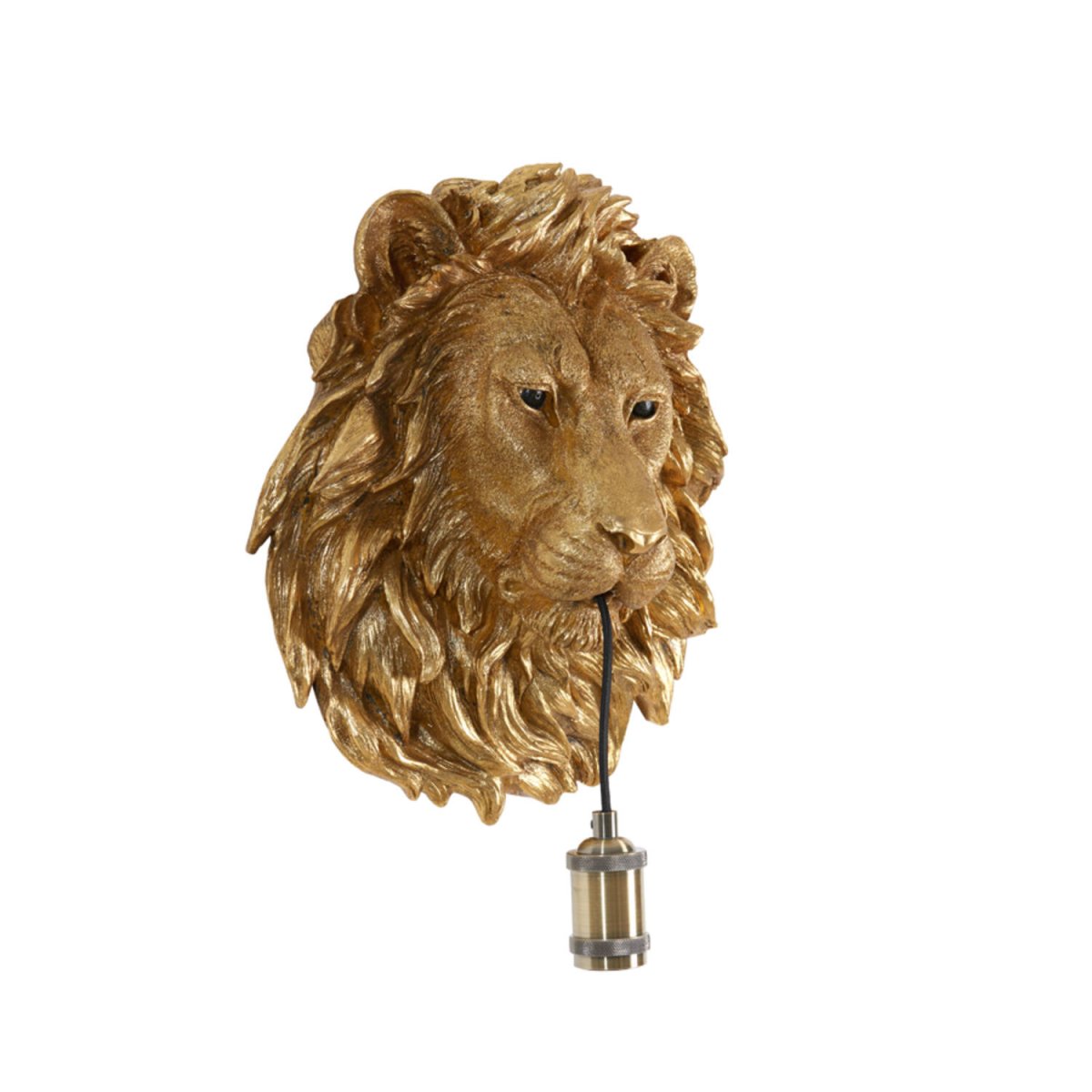 Lion 40cm Bronse vegglampe Fra Light & Living - Lyskilden henger elegant fra løvens munn med en dekorativ messingbase, noe som skaper en dristig og slående atmosfære.