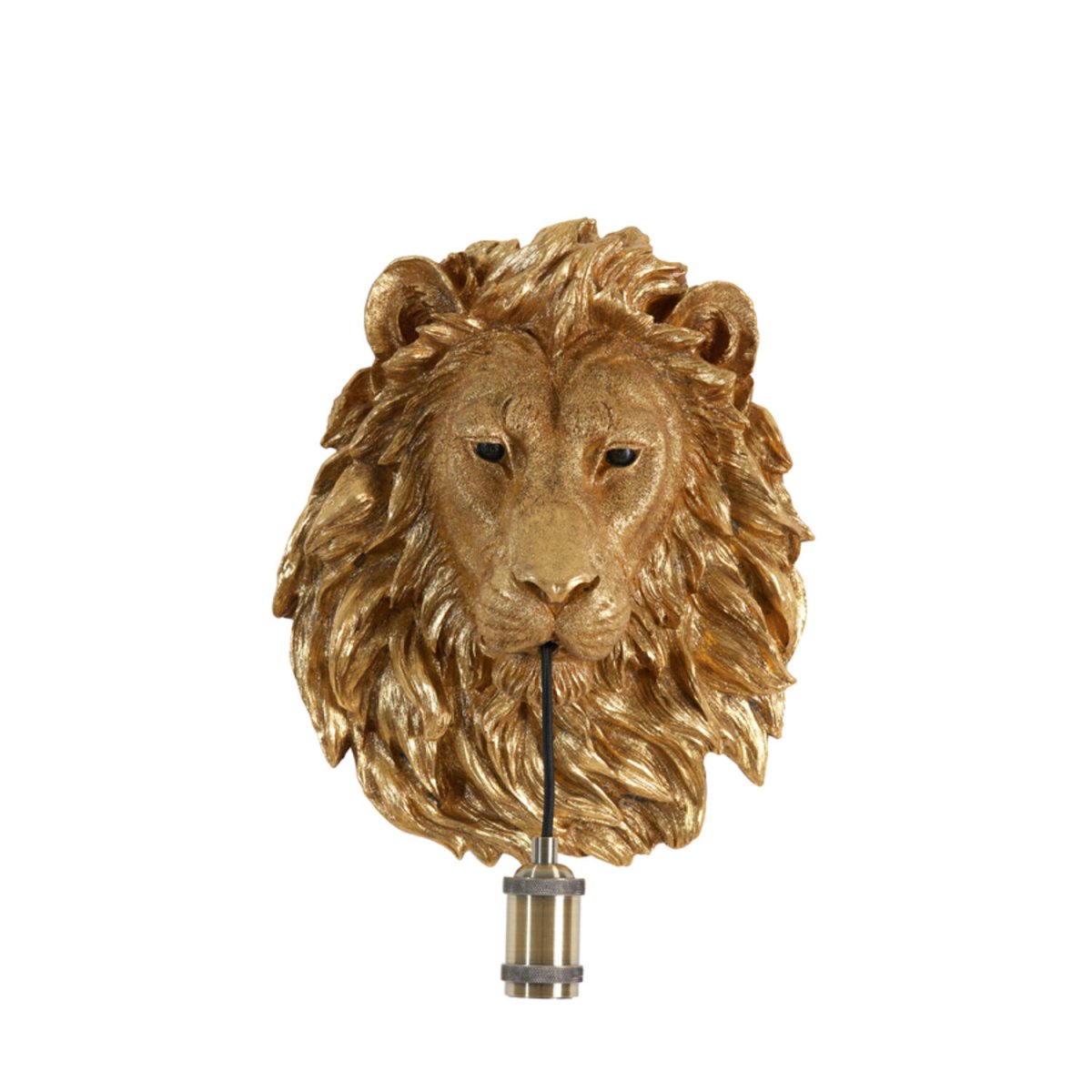 Lion 40cm Bronse vegglampe Fra Light & Living - Lyskilden henger elegant fra løvens munn med en dekorativ messingbase, noe som skaper en dristig og slående atmosfære.
