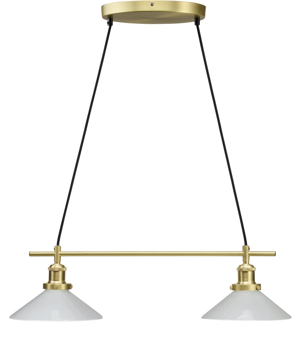 Zoom bilde av August 72cm Messing Taklampe Fra PR Home - Klassisk skomakerlampe med tv&aring; skjermer.