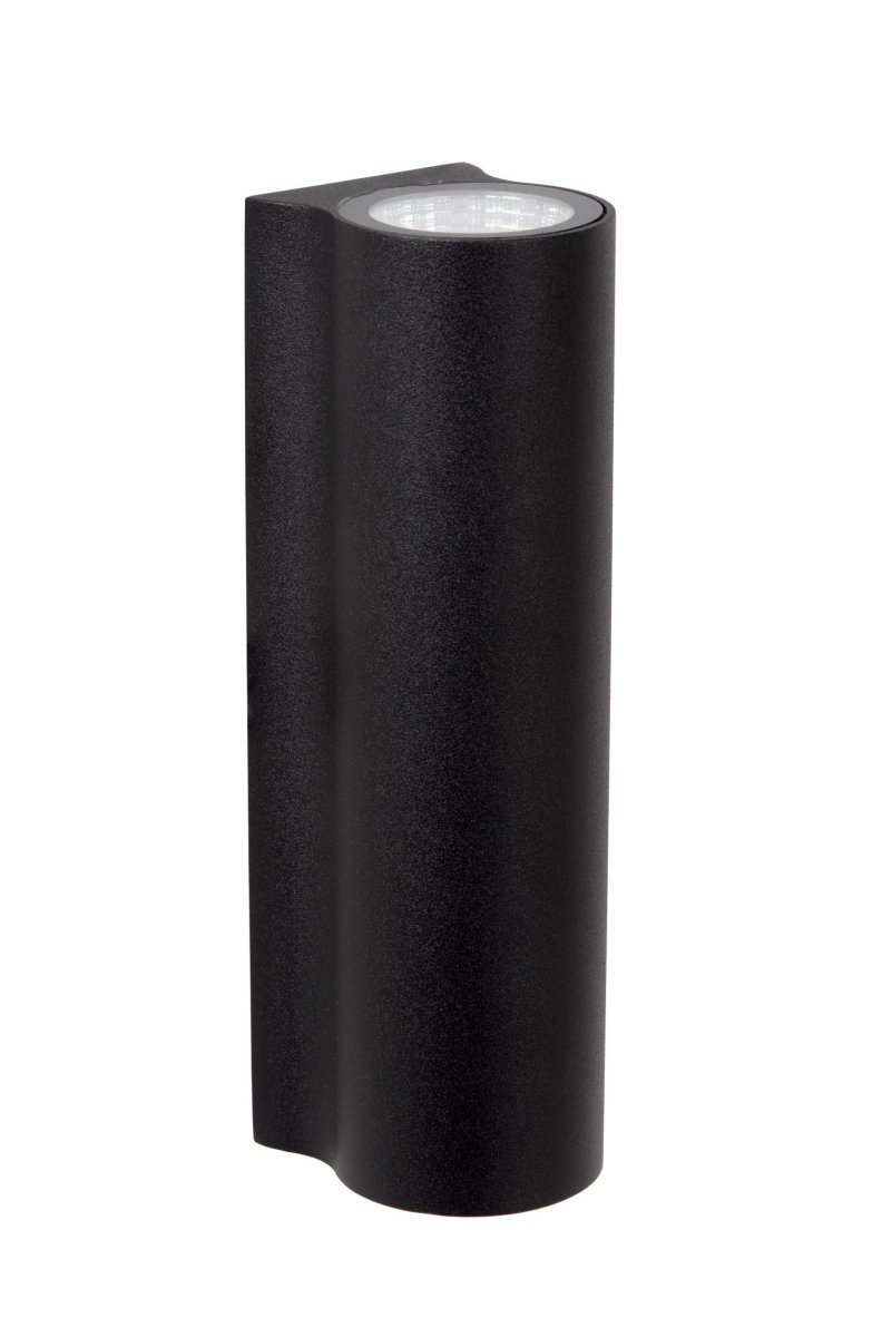 Akra Svart utendørslampe Fra Lucide - Med en integrert LED-lampe som sprer et varmhvitt lys nedover og oppover, sikres et behagelig lysmiljø.
