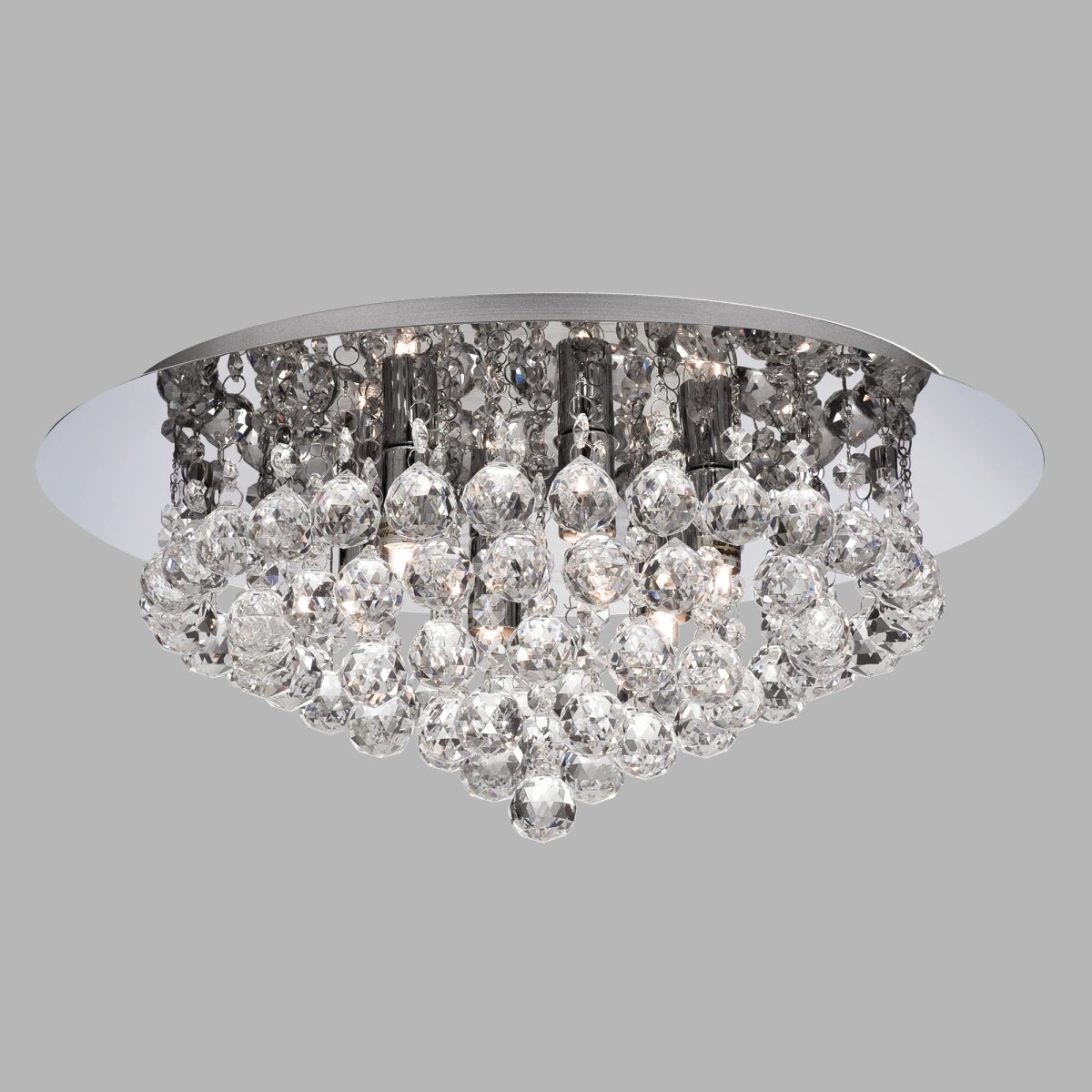 Hanna Ø45 Krom krystall Fra Searchlight - Den elegante bakplaten med speil fullf&oslash;rer utseendet til denne store, moderne lysekronen.