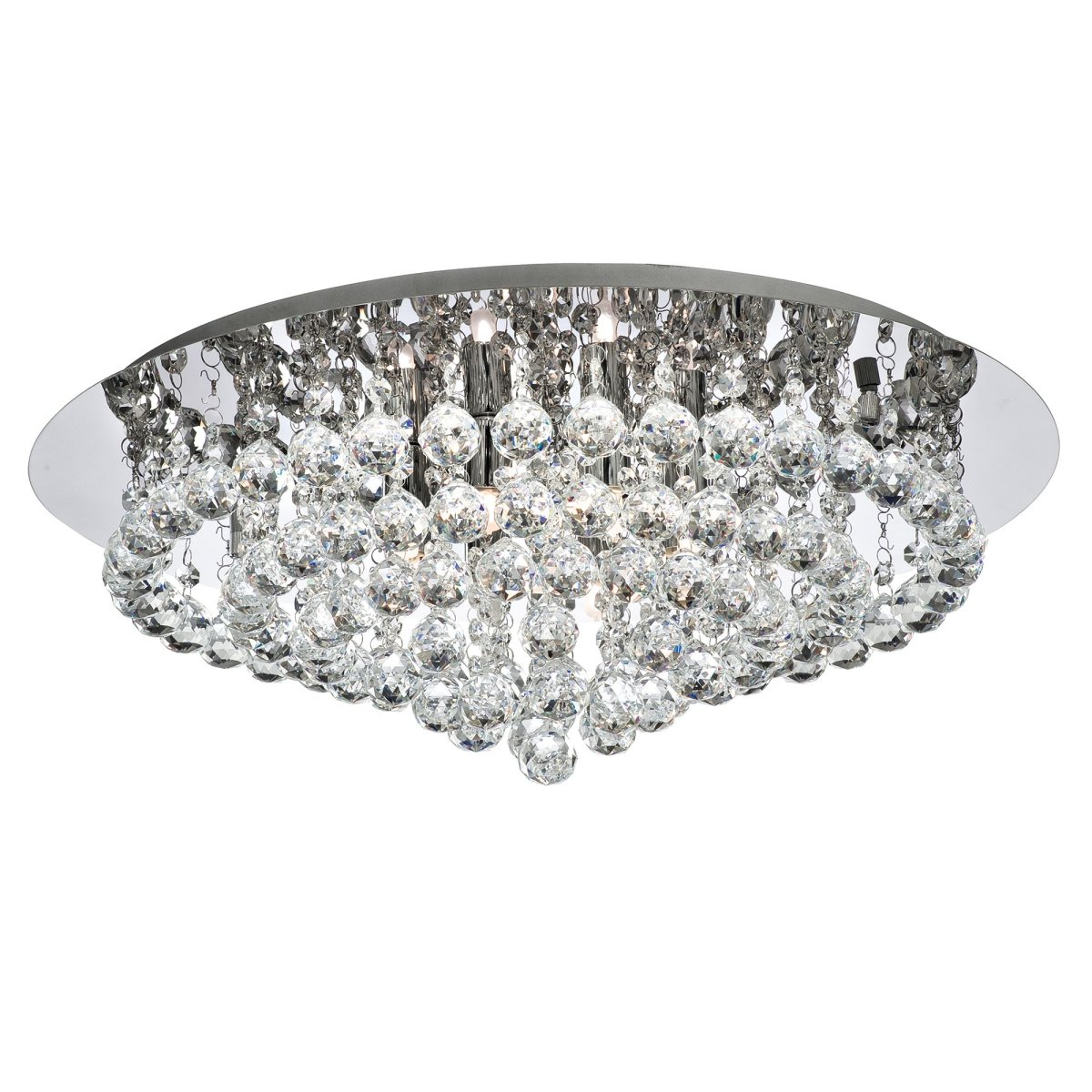 Hanna Ø55 Krom krystall Fra Searchlight - Den elegante bakplaten med speil fullf&oslash;rer utseendet til denne store, moderne lysekronen.