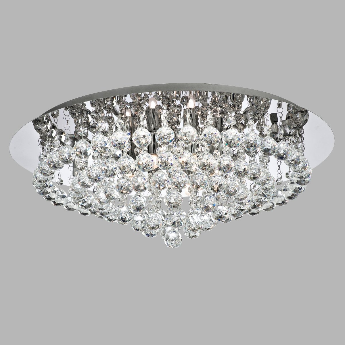 Hanna Ø55 Krom krystall Fra Searchlight - Den elegante bakplaten med speil fullf&oslash;rer utseendet til denne store, moderne lysekronen.