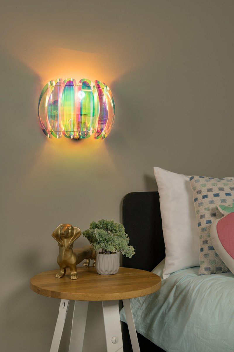 Glinstar 30cm Flerfarget vegglampe Fra Lucide - Velger du en dimmerbar LED-lyskilde, kan du også koble denne fantastiske lampen til en dimmer for å skape en fortryllende atmosfære.