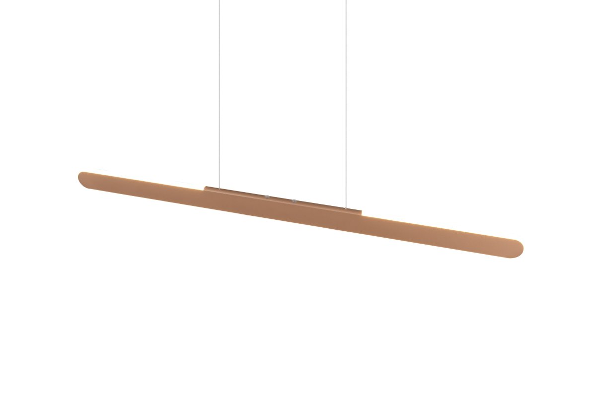 Helios 100cm Brun Taklampe Fra Trio Lighting - Lampens klare og moderne linjer gir hjemmet en elegant følelse, forsterket av opp- og nedbelysningen.