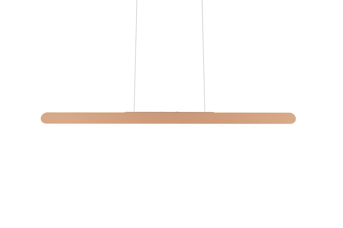 Helios 100cm Brun Taklampe Fra Trio Lighting - Lampens klare og moderne linjer gir hjemmet en elegant følelse, forsterket av opp- og nedbelysningen.