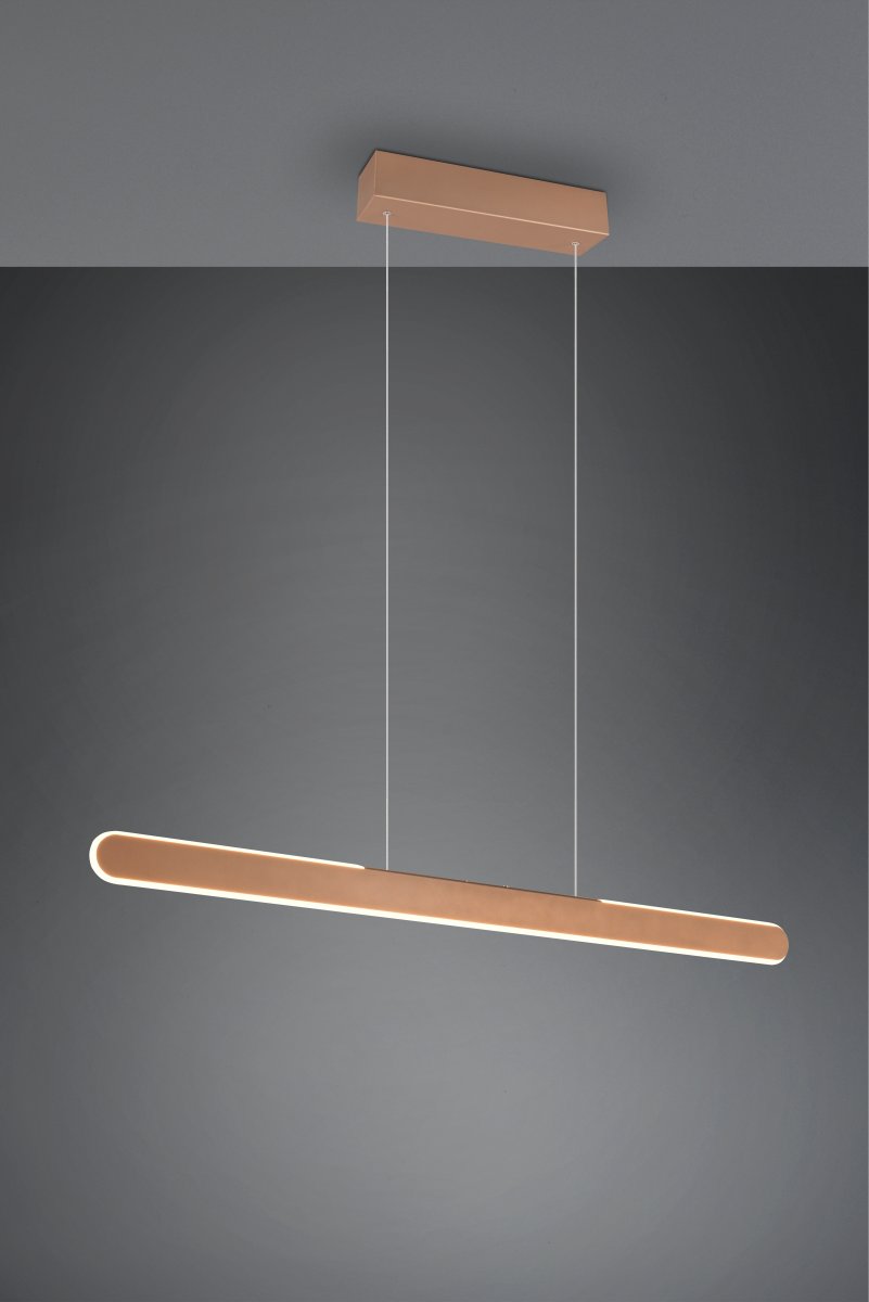 Helios 100cm Brun Taklampe Fra Trio Lighting - Lampens klare og moderne linjer gir hjemmet en elegant følelse, forsterket av opp- og nedbelysningen.