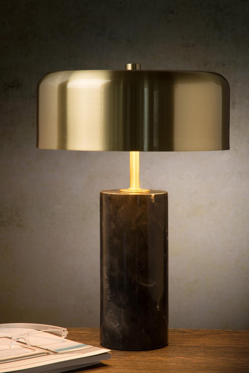 Mirasol 36cm Svart bordlampe Fra Lucide - Med en elegant marmorbase gir Mirasol en følelse av klasse til ethvert rom.