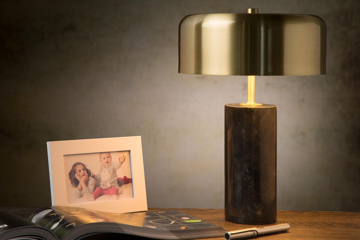Mirasol 36cm Svart bordlampe Fra Lucide - Med en elegant marmorbase gir Mirasol en følelse av klasse til ethvert rom.