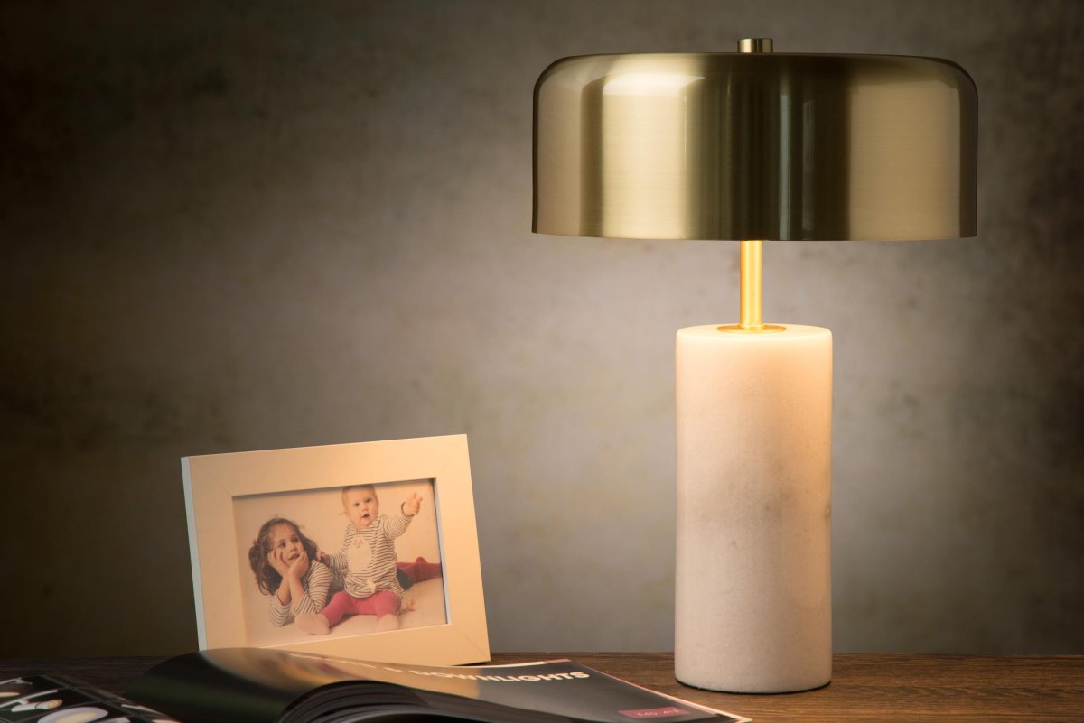 Mirasol 36cm Hvit bordlampe Fra Lucide - Med en elegant marmorbase gir Mirasol en f&oslash;lelse av klasse til ethvert rom.