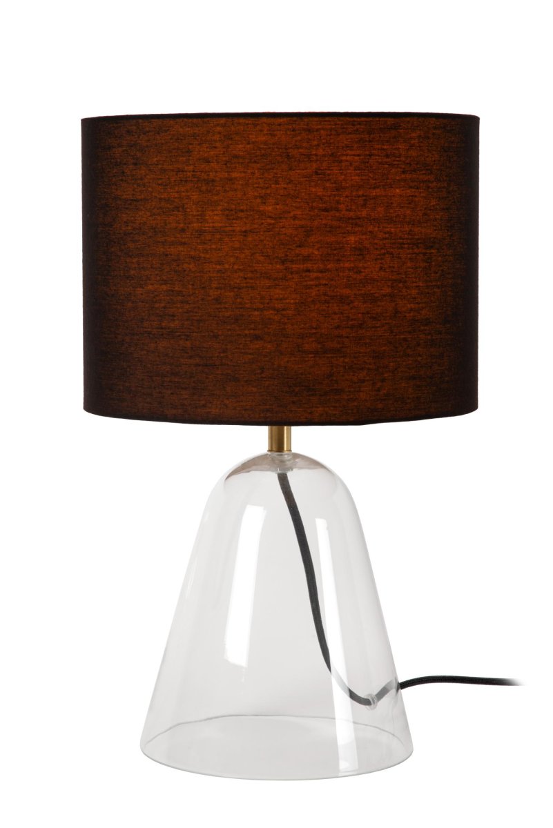 Campana 36cm Gjennomsiktig bordlampe Fra Lucide - Den avsmalnende glassbasen og den runde lampeskjermen tilfører stilen eleganse og ynde, og gjør Campana til det perfekte tillegget til ethvert interiør.