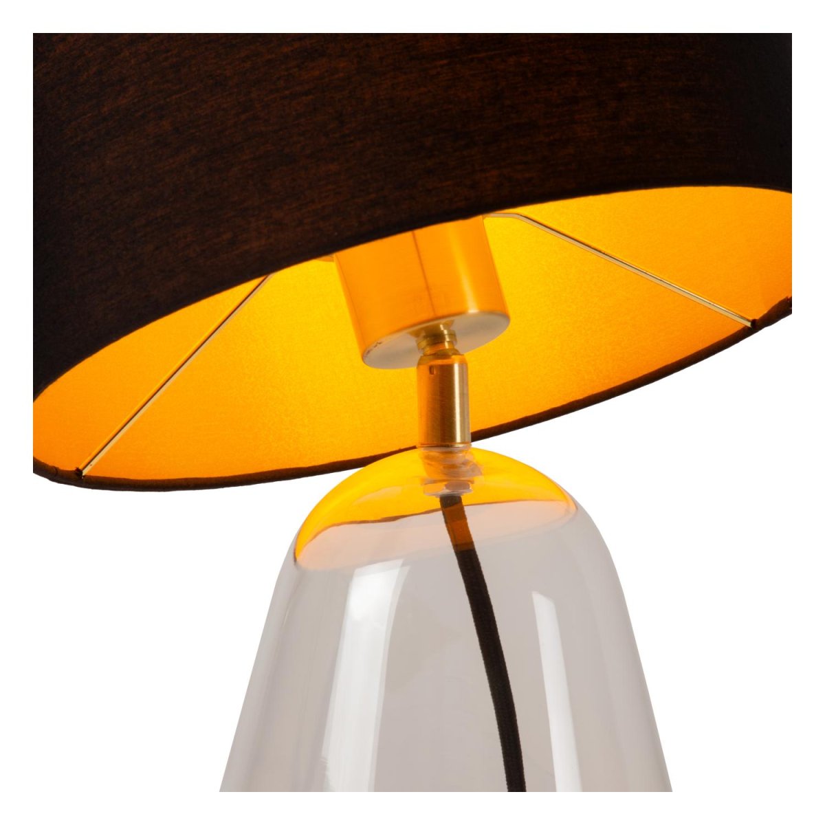 Campana 36cm Gjennomsiktig bordlampe Fra Lucide - Den avsmalnende glassbasen og den runde lampeskjermen tilfører stilen eleganse og ynde, og gjør Campana til det perfekte tillegget til ethvert interiør.