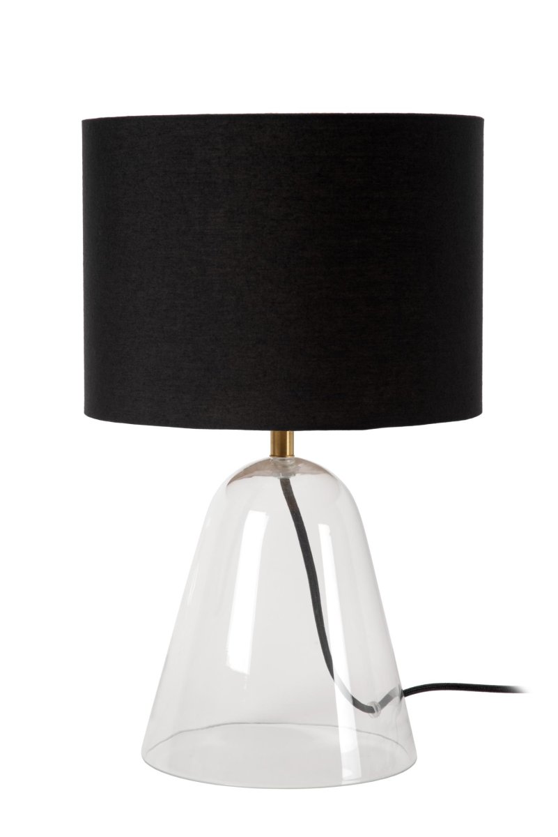 Campana 36cm Gjennomsiktig bordlampe Fra Lucide - Den avsmalnende glassbasen og den runde lampeskjermen tilfører stilen eleganse og ynde, og gjør Campana til det perfekte tillegget til ethvert interiør.