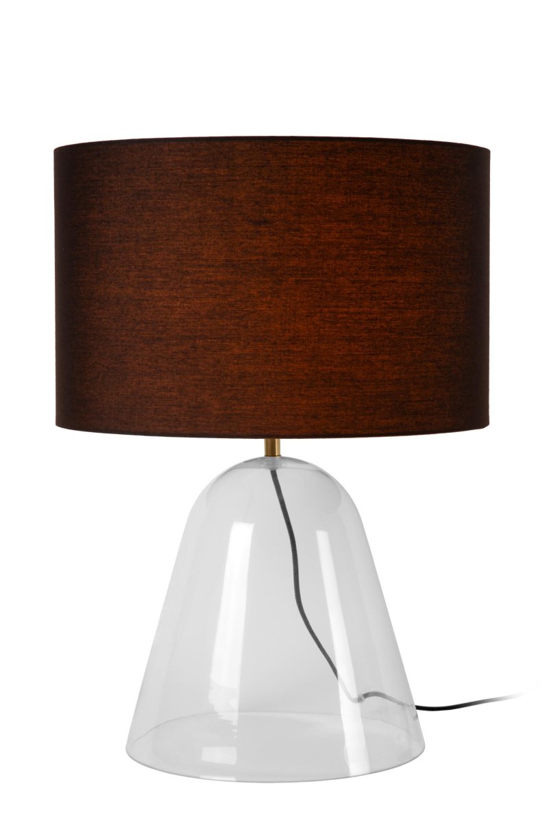Campana 52cm Gjennomsiktig bordlampe Fra Lucide - Den avsmalnende glassbasen og den runde lampeskjermen tilfører stilen eleganse og ynde, og gjør Campana til det perfekte tillegget til ethvert interiør.