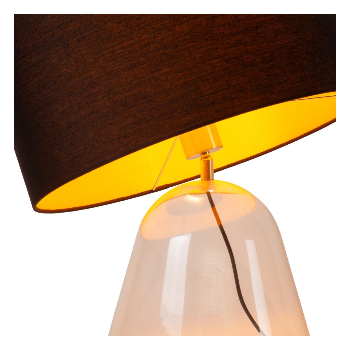 Campana 52cm Gjennomsiktig bordlampe Fra Lucide - Den avsmalnende glassbasen og den runde lampeskjermen tilfører stilen eleganse og ynde, og gjør Campana til det perfekte tillegget til ethvert interiør.