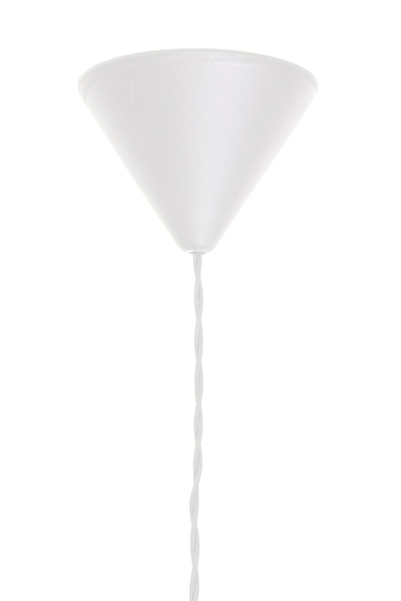 Alva Ø30 Søle Taklampe Fra Globen Lighting - Den &oslash;verste delen som omslutter keramikken er laget av metall i fargen oksid og matches av en 120 cm hvit tvunnet tekstilkabel og hvit takkopp laget av plast.