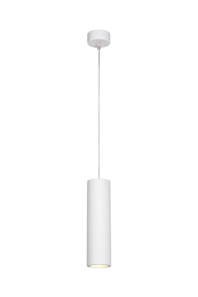 Gipsy Ø7 Hvit Taklampe Fra Lucide - Denne hengende lampen består nesten utelukkende av en uskyldig hvit sylinder med en diameter på 7 centimeter.
