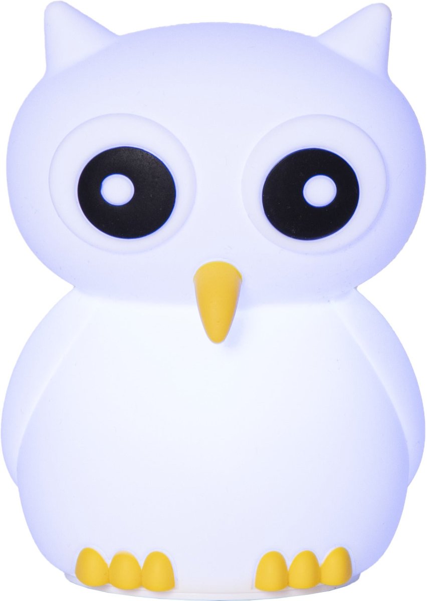 Owl Hvit barnelampe Fra Star Trading - Lampen har en berøringsfunksjon, og med et lett trykk kan du slå den av og på, eller bytte mellom forskjellige vakre farger.