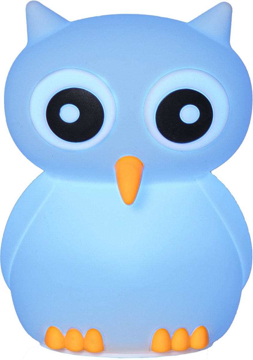 Owl Hvit barnelampe Fra Star Trading - Lampen har en berøringsfunksjon, og med et lett trykk kan du slå den av og på, eller bytte mellom forskjellige vakre farger.